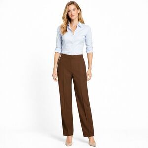 Lafayette 148 Sullivan Brown Wool Dress Pants Flat Front Business Casual Size 6